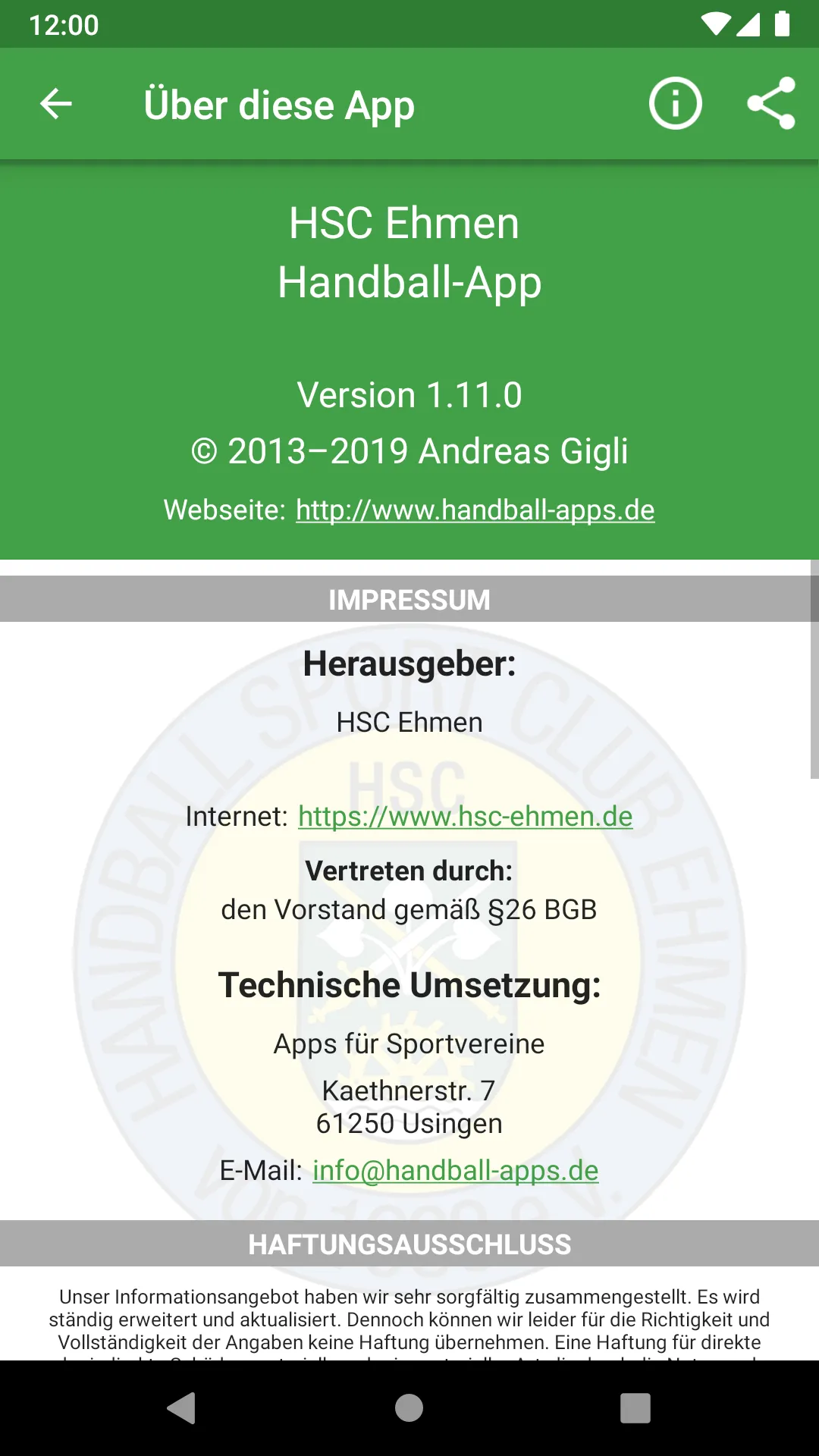 Handball Sport Club HSC Ehmen | Indus Appstore | Screenshot