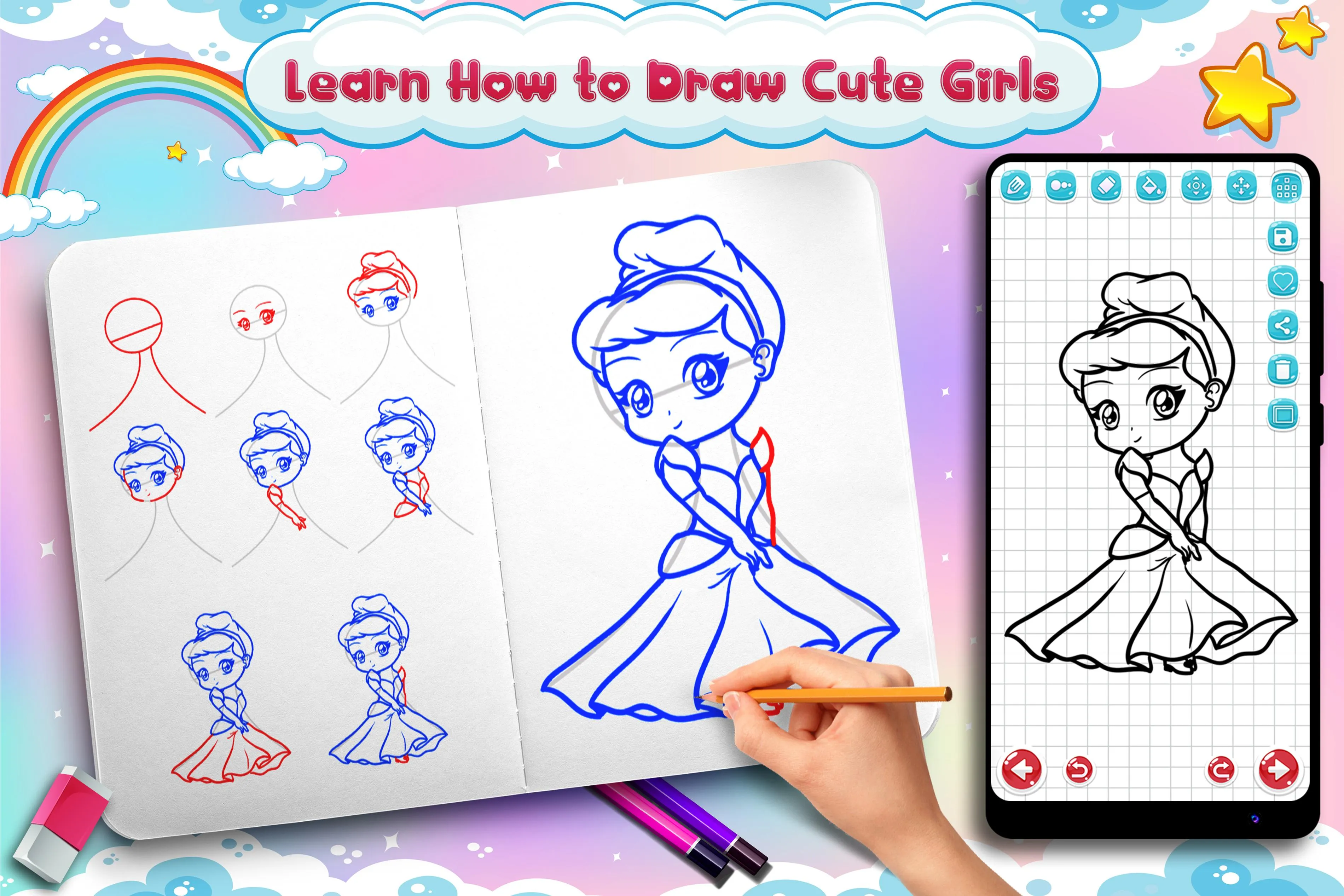 Learn to Draw Cute Girls | Indus Appstore | Screenshot