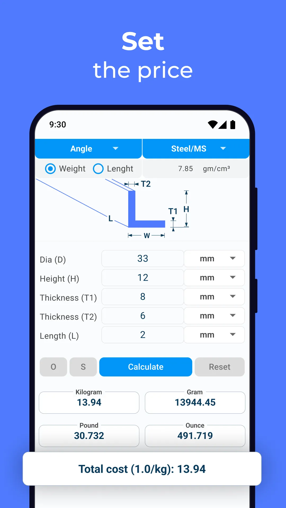 Metal Weight Calculator | Indus Appstore | Screenshot