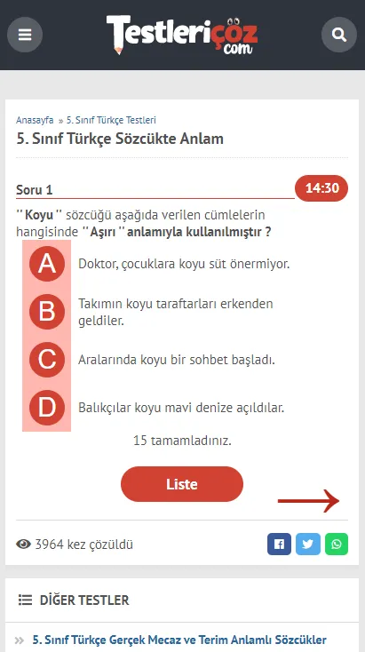 Testleri Çöz | Indus Appstore | Screenshot