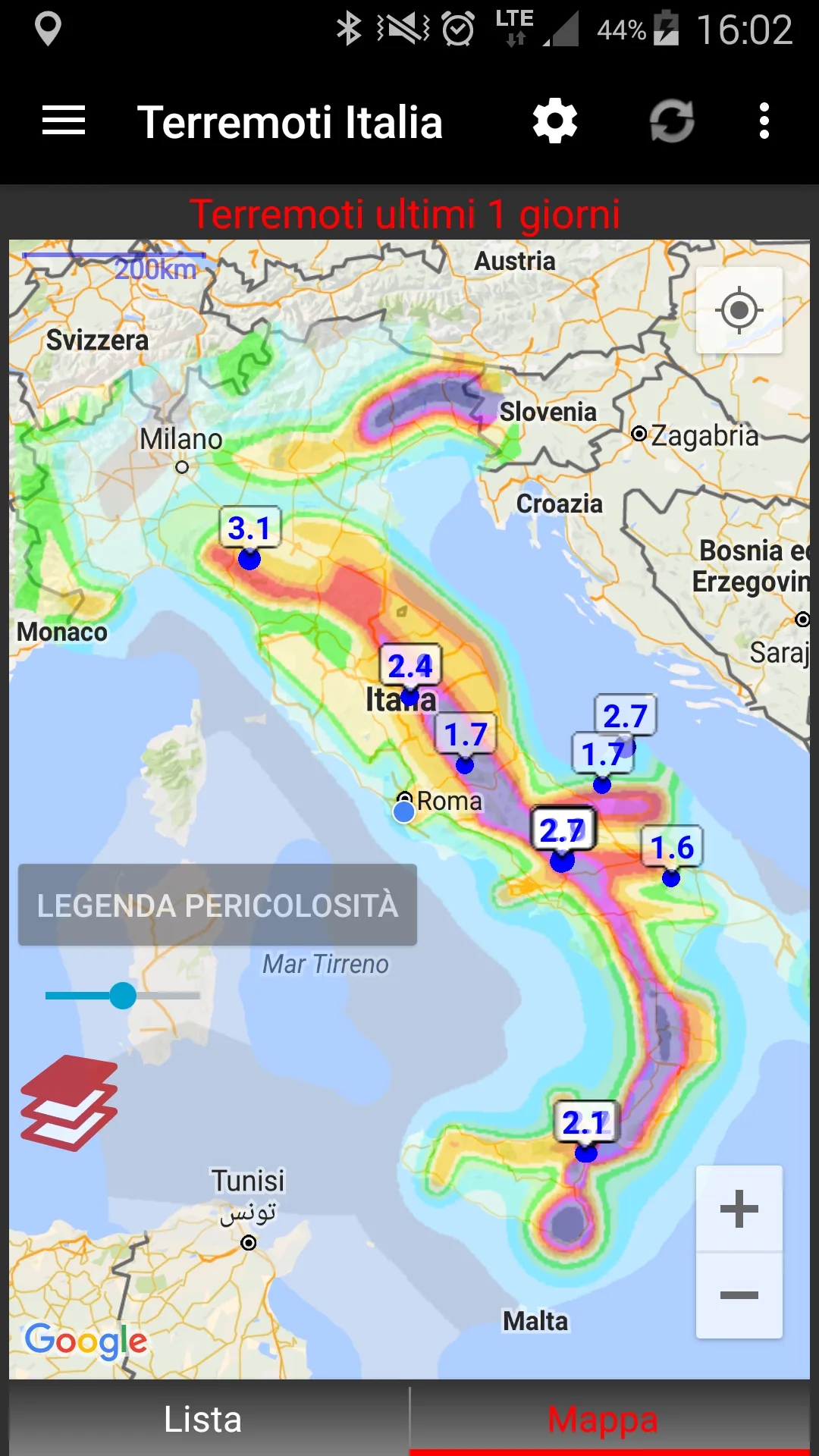 Terremoti Italia | Indus Appstore | Screenshot