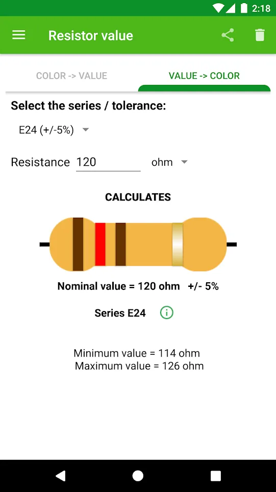 Resistor calculation | Indus Appstore | Screenshot