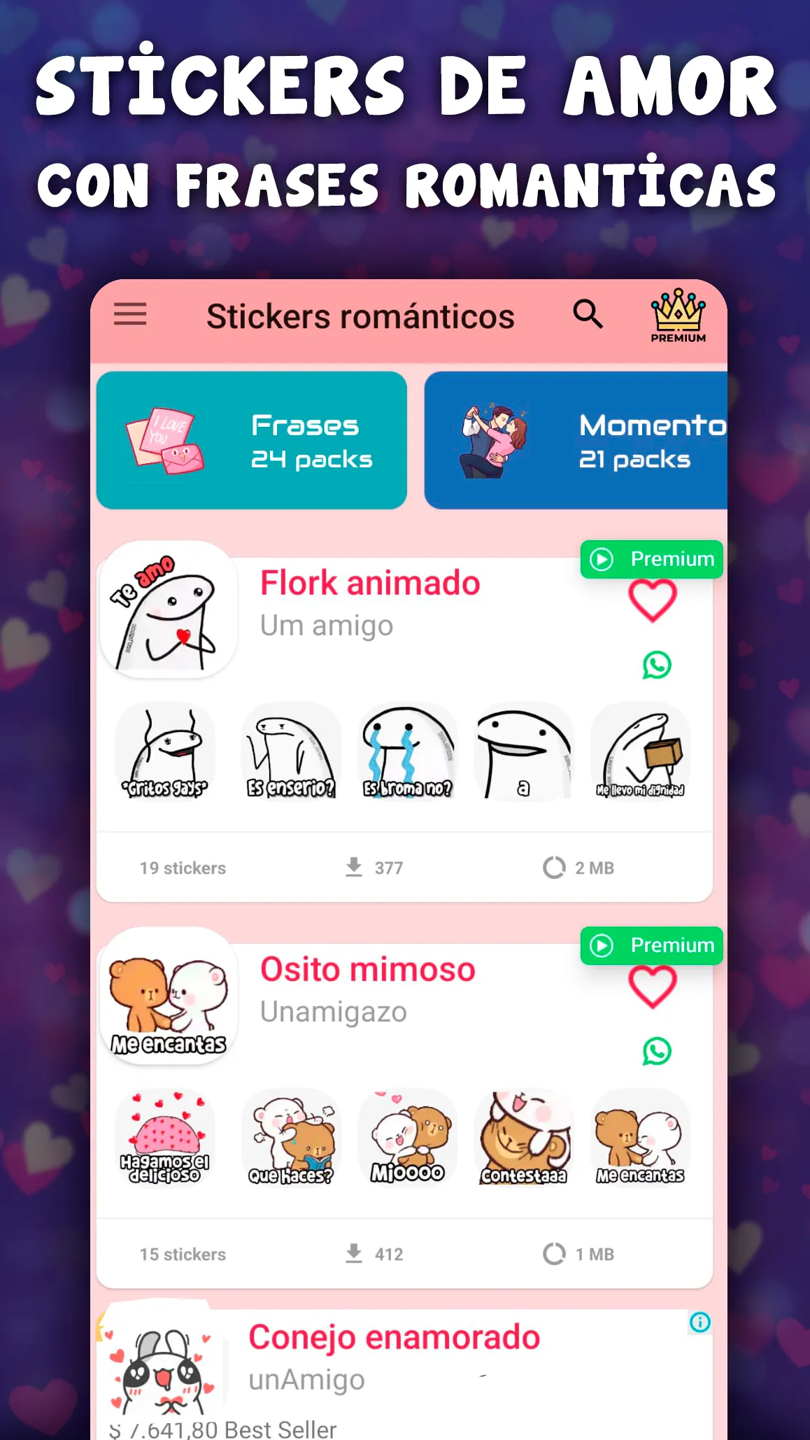 Pegatinas de amor para Whatsap | Indus Appstore | Screenshot