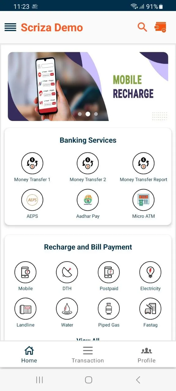 Scriza Mobile Recharge Demo | Indus Appstore | Screenshot