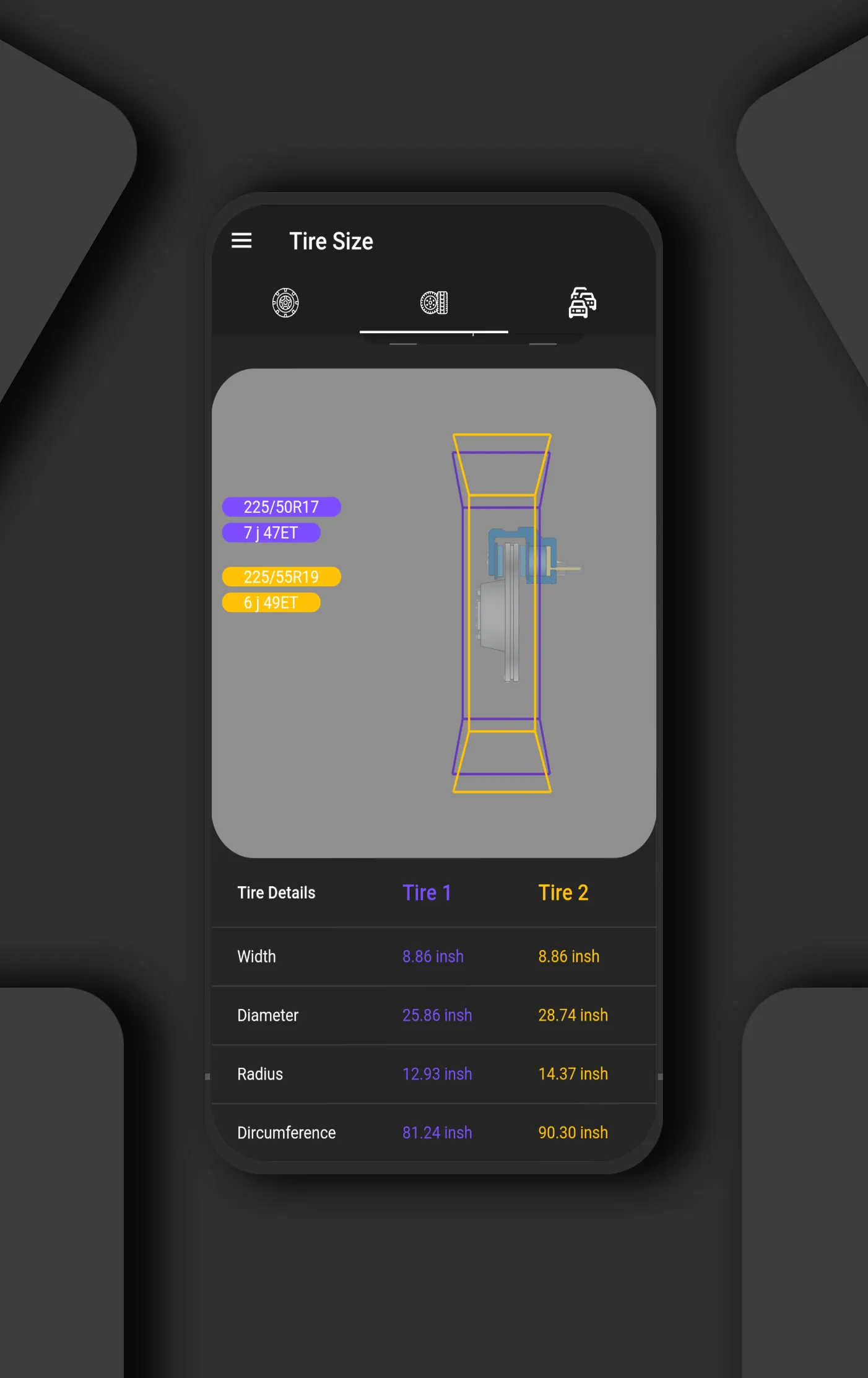 Tire Size | Indus Appstore | Screenshot