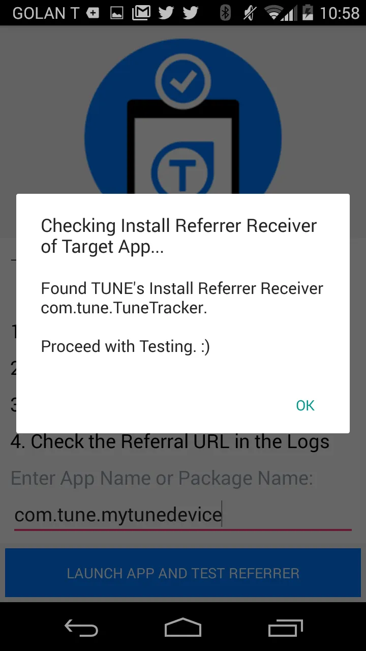 TUNE Referrer Test | Indus Appstore | Screenshot