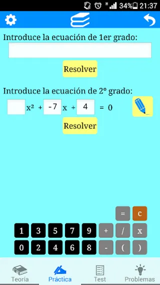 Ecuaciones 1º y 2º grado | Indus Appstore | Screenshot