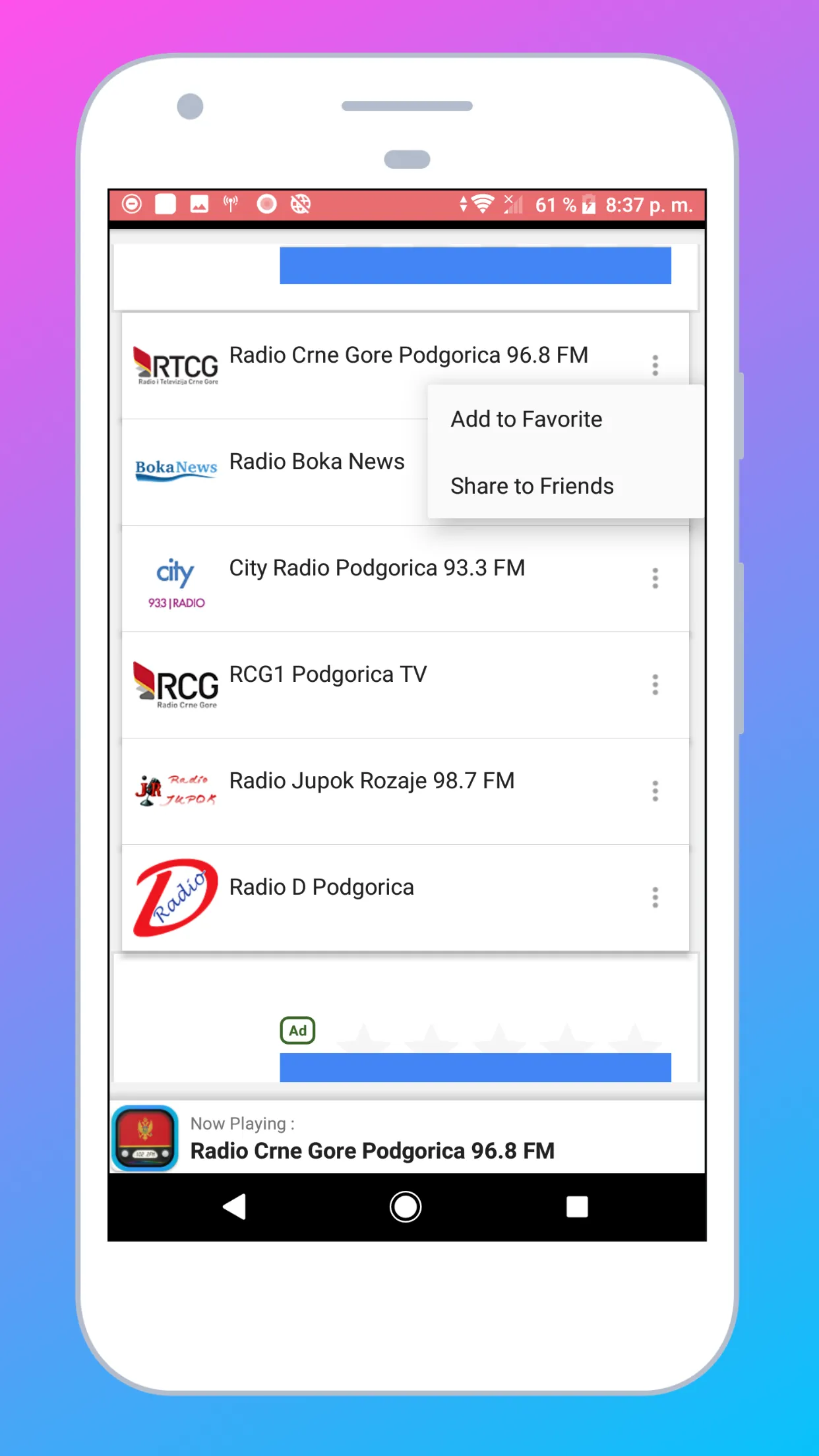 Radio Montenegro: Radio Online | Indus Appstore | Screenshot