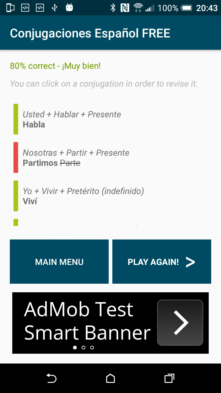 ConJuegaTion Spanish Verbs | Indus Appstore | Screenshot