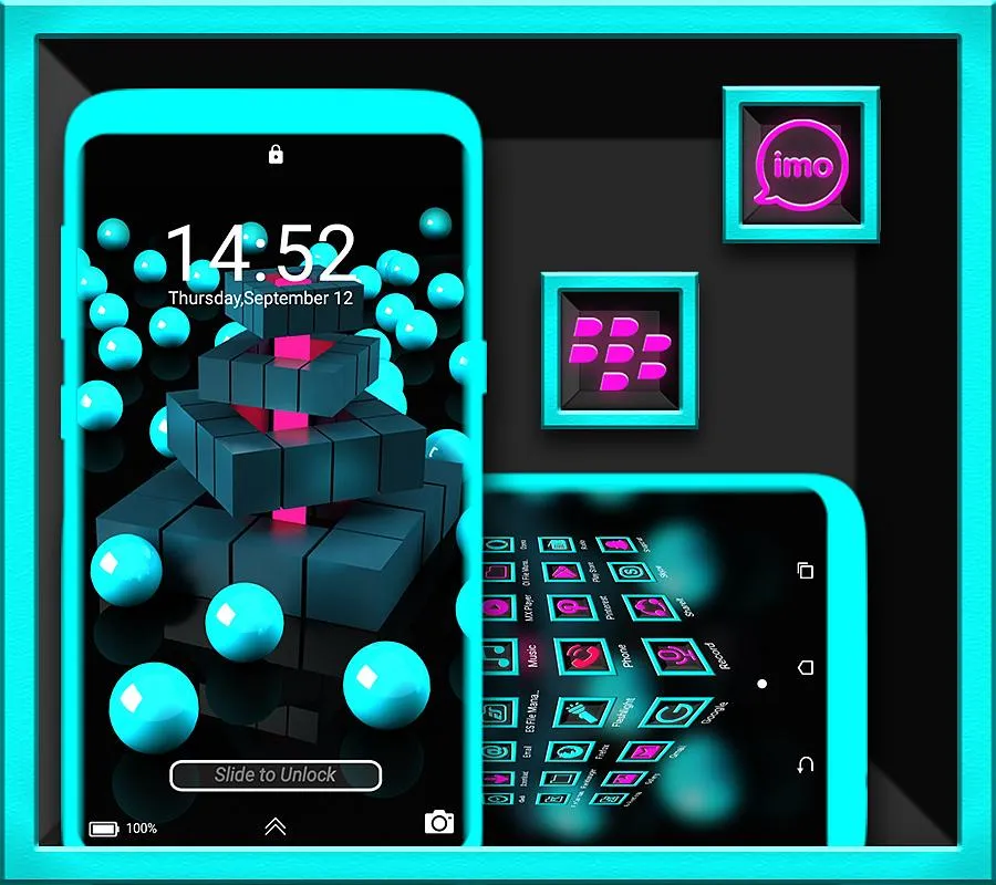 3D Cyan Ball Cubes Launcher | Indus Appstore | Screenshot