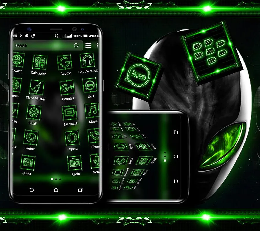 Alien Green Launcher Theme | Indus Appstore | Screenshot