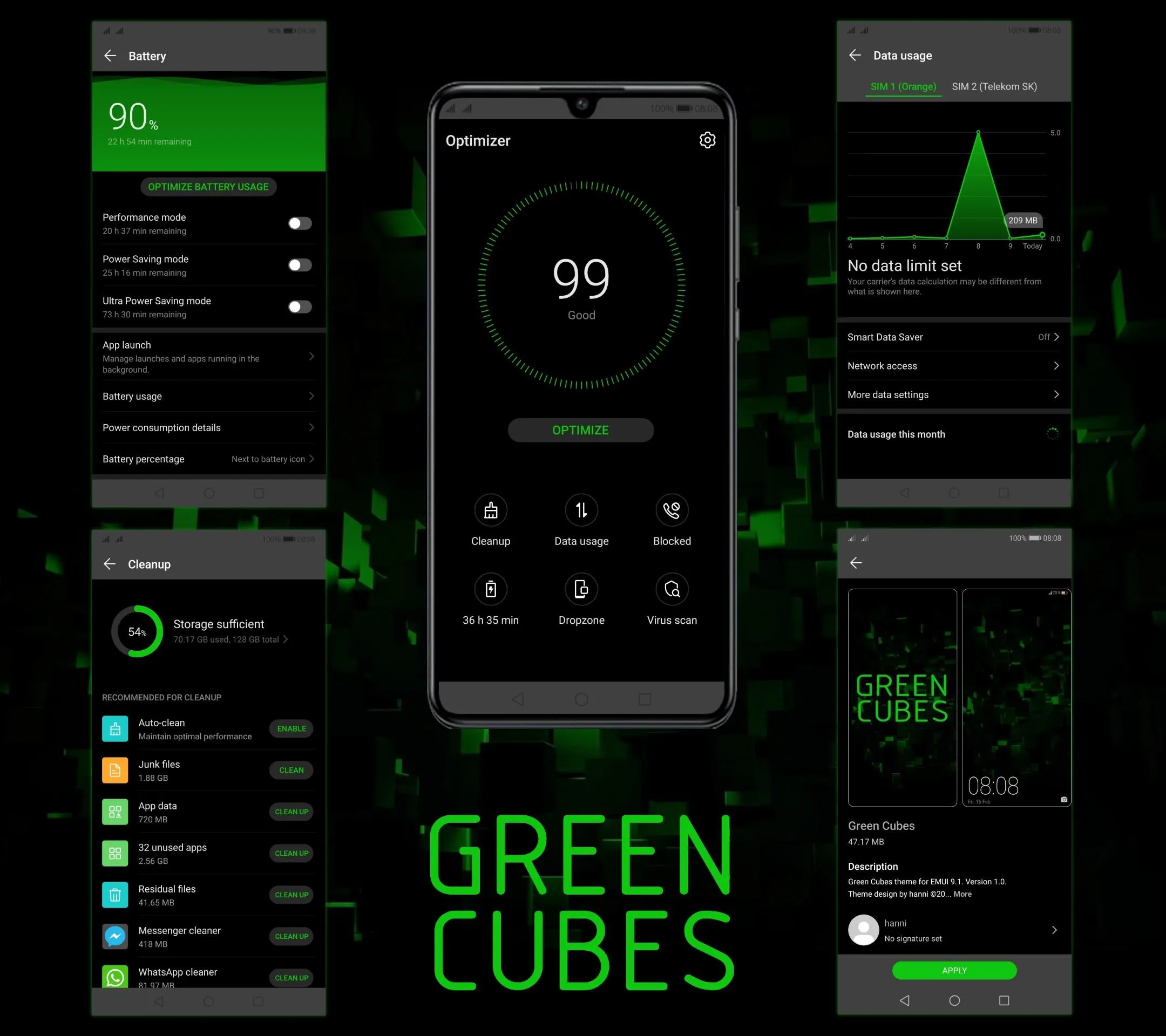 [EMUI 9.1]Green Cubes Theme | Indus Appstore | Screenshot