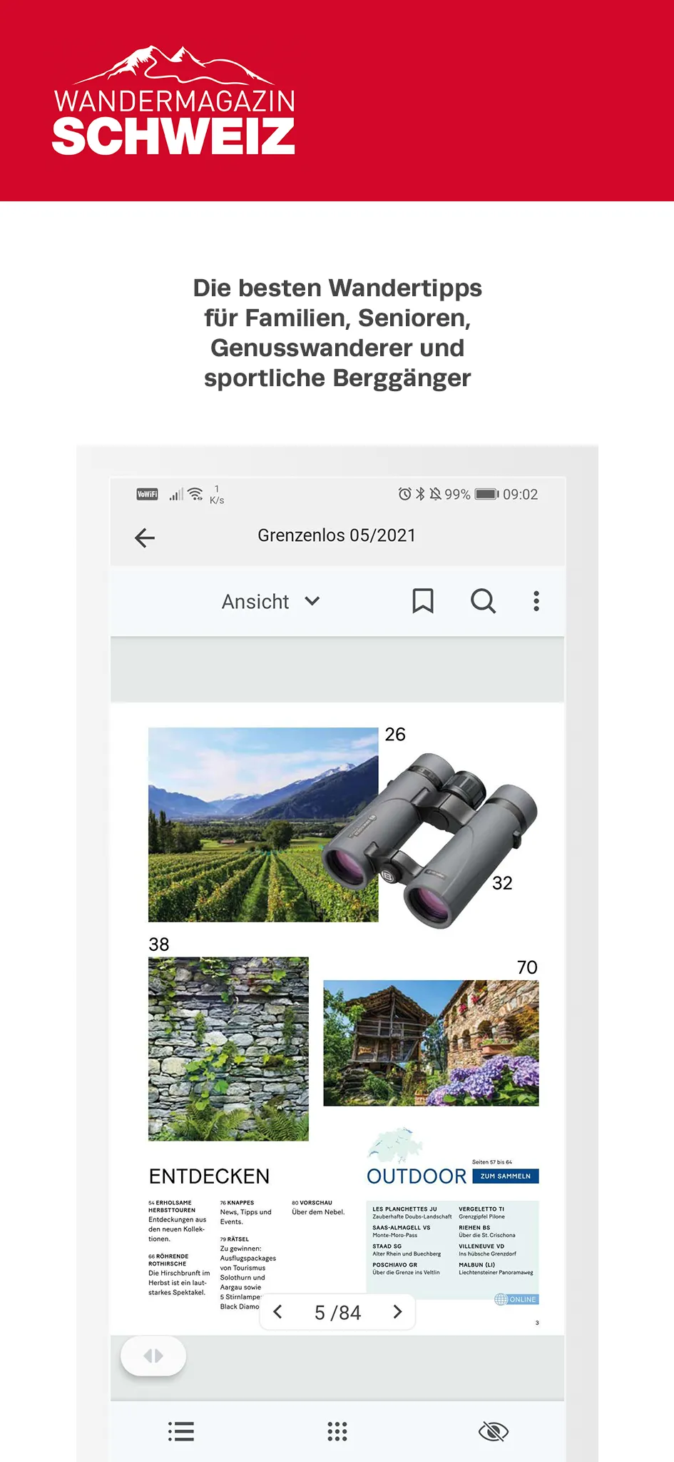 Wandermagazin SCHWEIZ | Indus Appstore | Screenshot