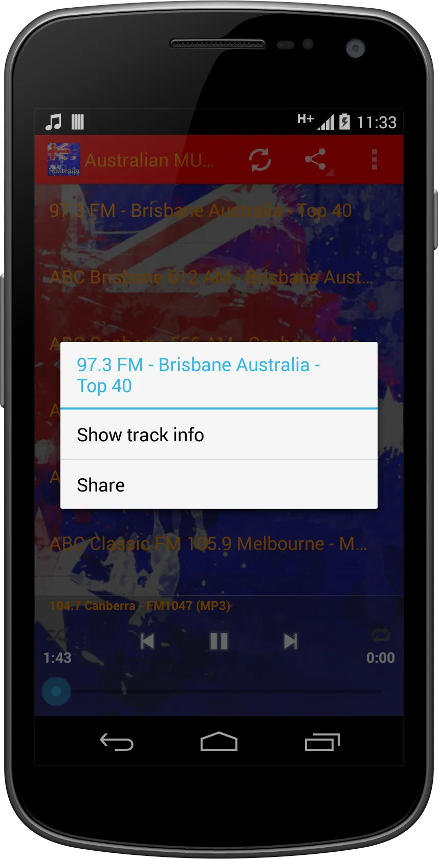 Australia MUSIC Radio | Indus Appstore | Screenshot