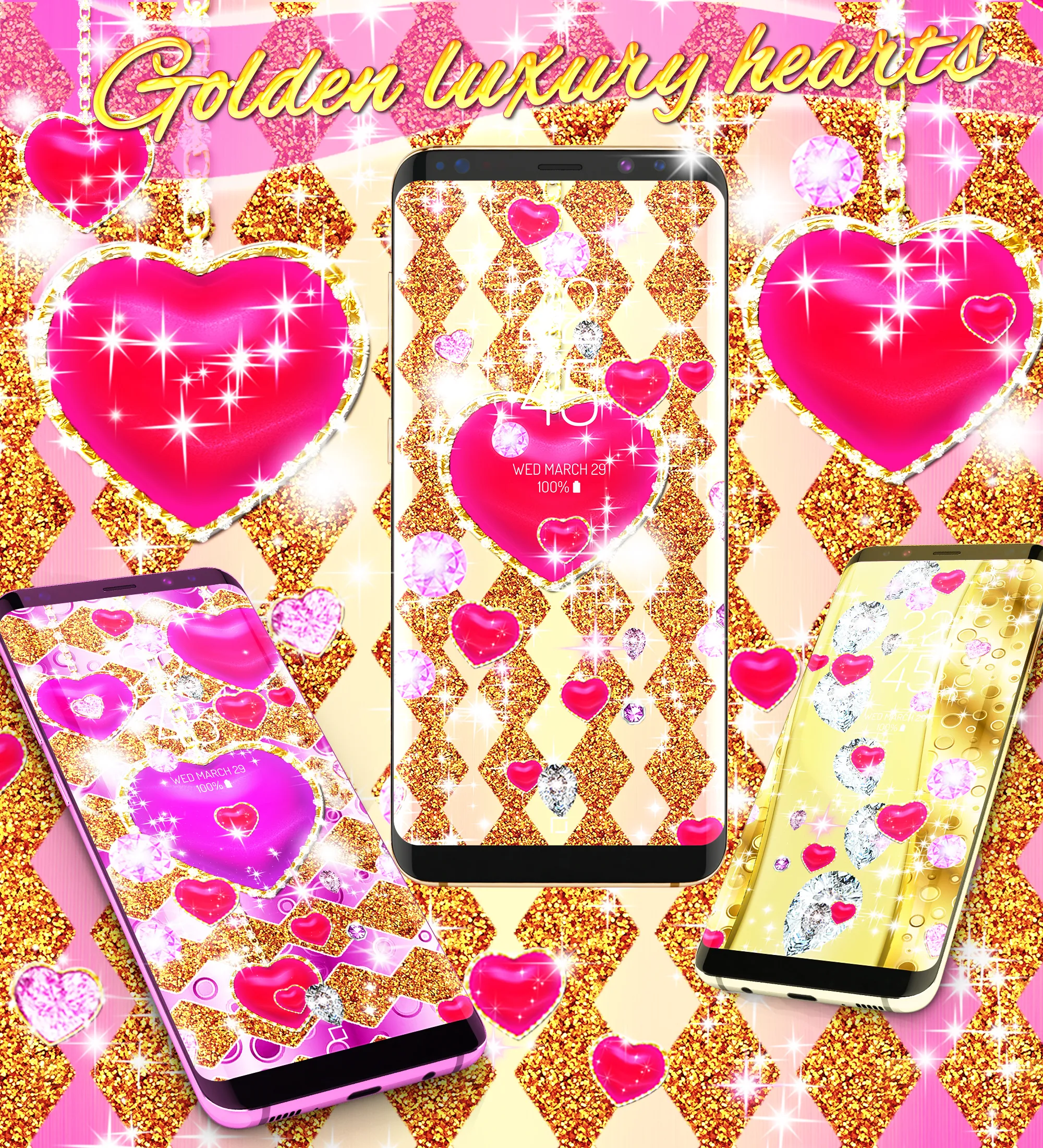 Golden diamond heart wallpaper | Indus Appstore | Screenshot