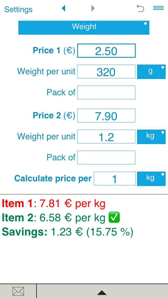 Unit Price Calculator | Indus Appstore | Screenshot