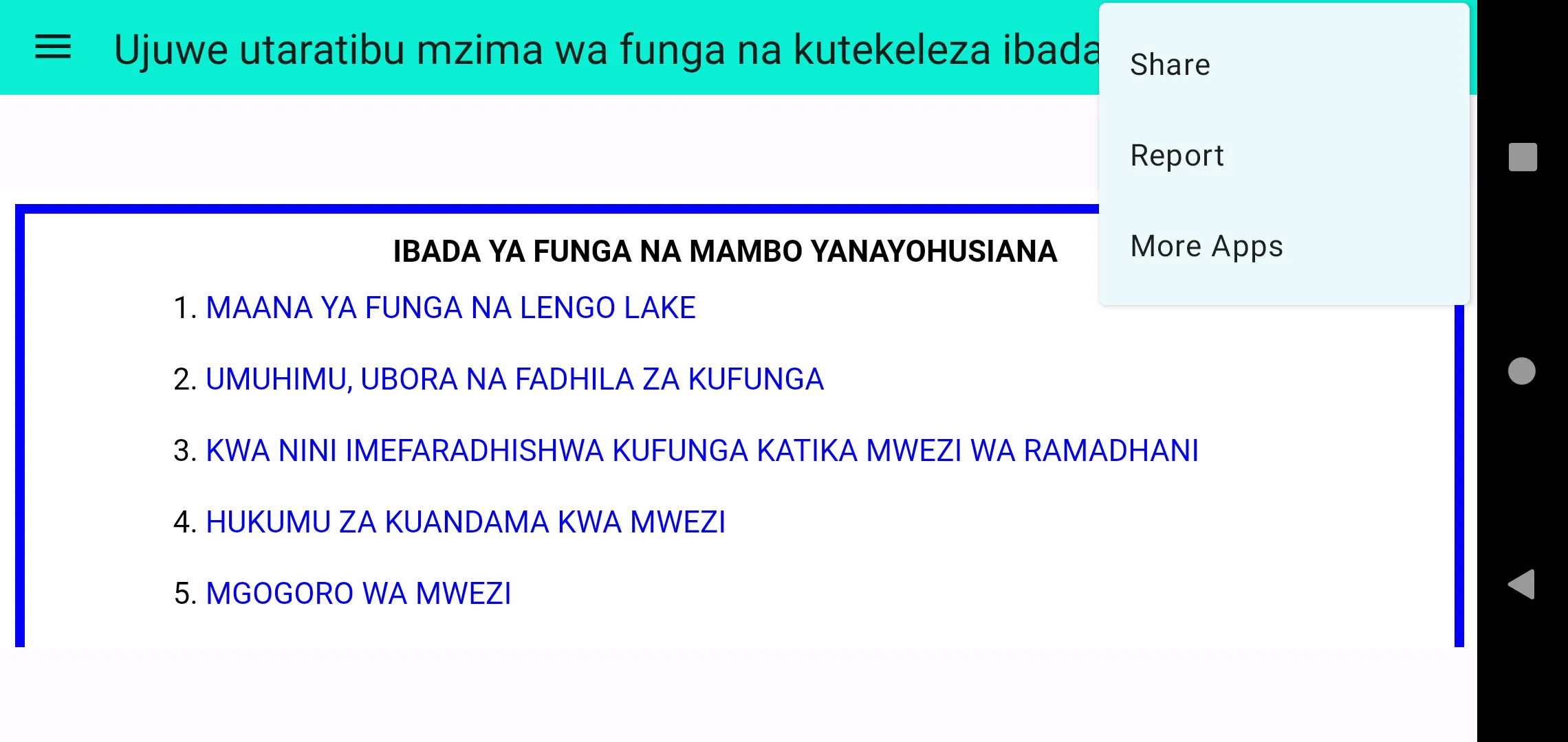 Ibada ya funga na mafunzo yake | Indus Appstore | Screenshot