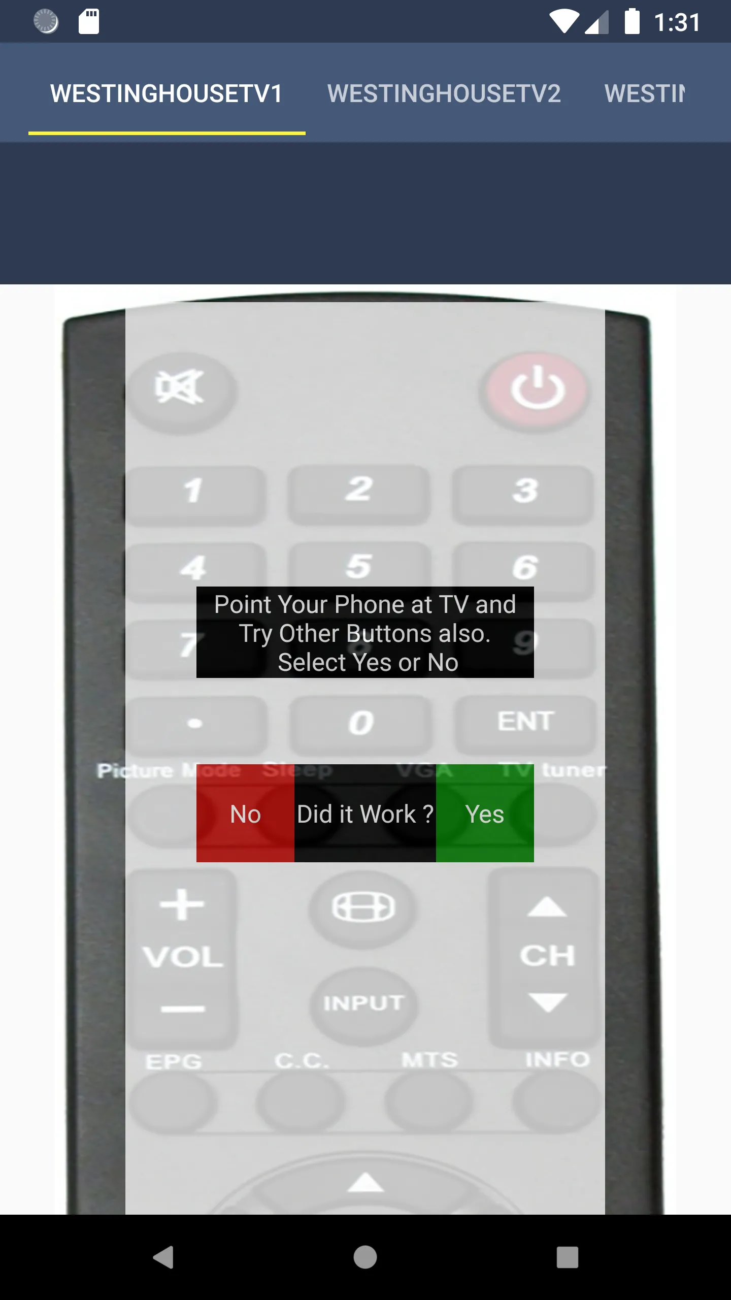 WestingHouse TV Remote | Indus Appstore | Screenshot