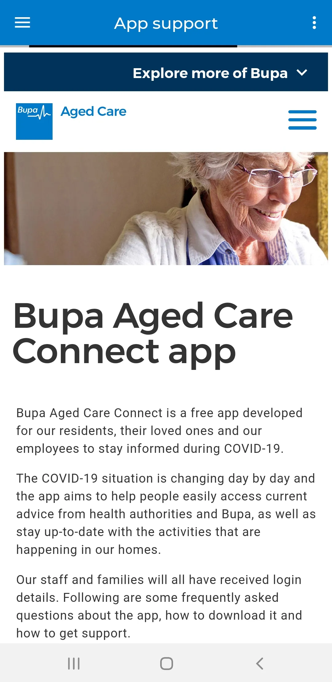 Bupa Aged Care Connect | Indus Appstore | Screenshot