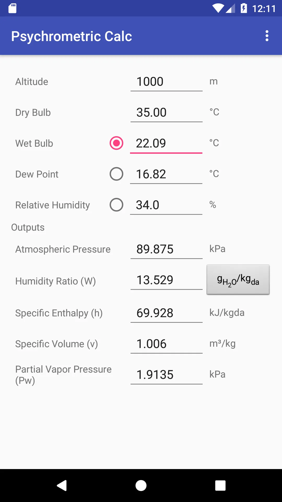 Psychrometric Calc | Indus Appstore | Screenshot