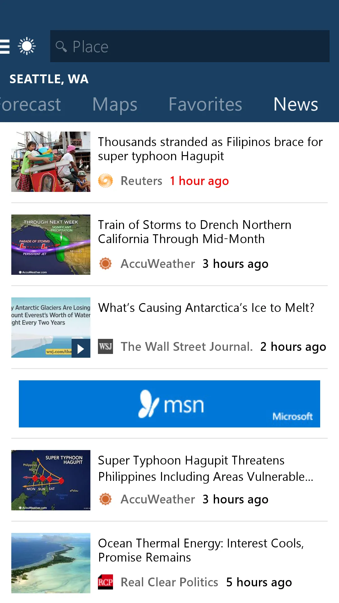 MSN Weather - Forecast & Maps | Indus Appstore | Screenshot