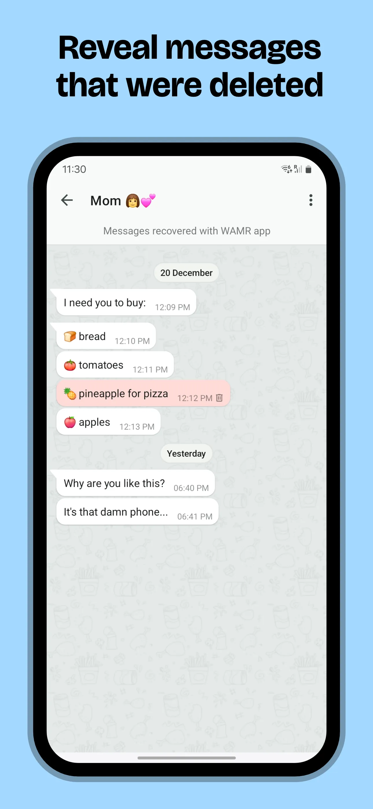 WAMR: Reveal deleted messages! | Indus Appstore | Screenshot