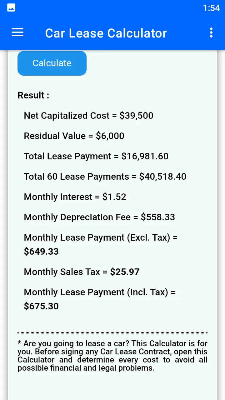 Car Lease Calculator | Indus Appstore | Screenshot