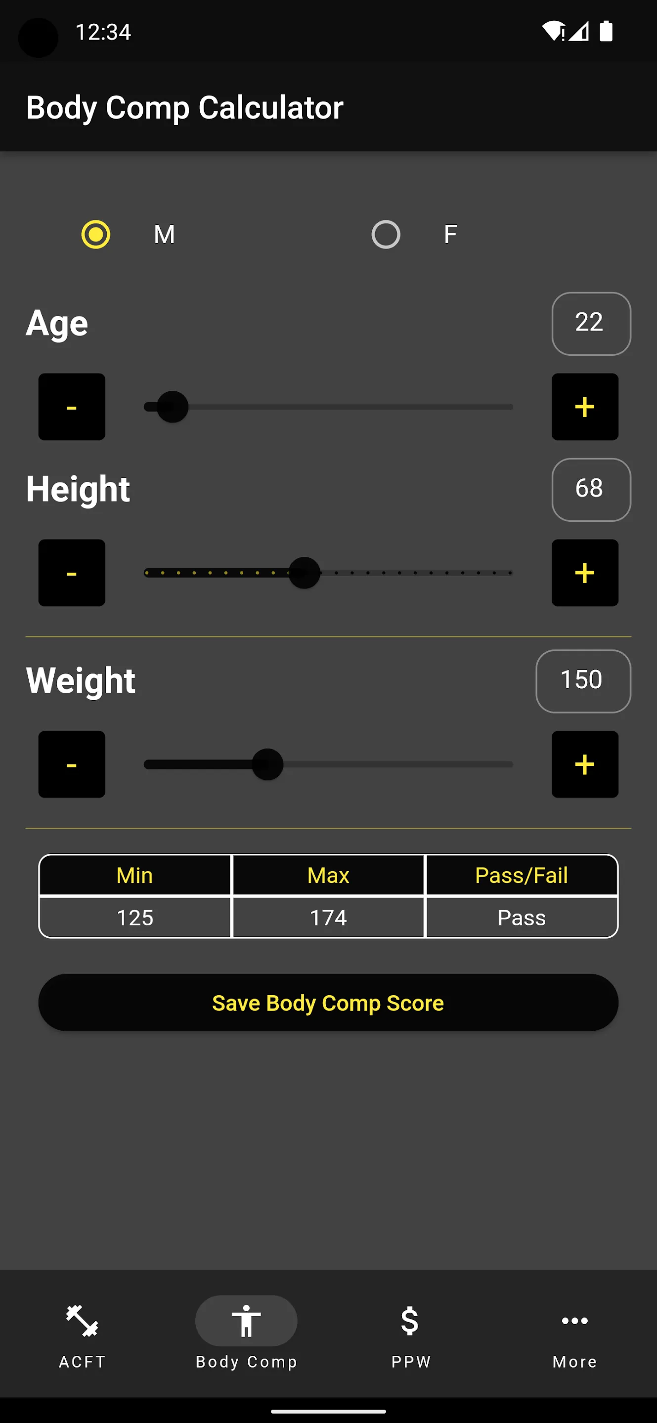 Army Fitness Calculator | Indus Appstore | Screenshot