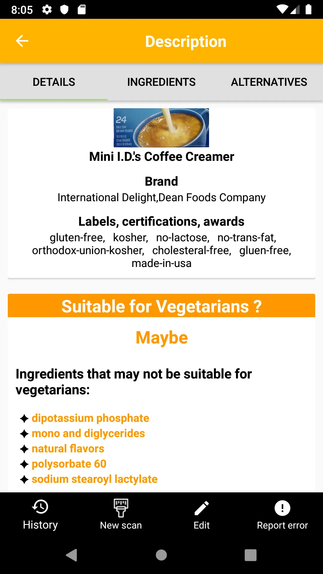 My Vegetarian Scanner | Indus Appstore | Screenshot