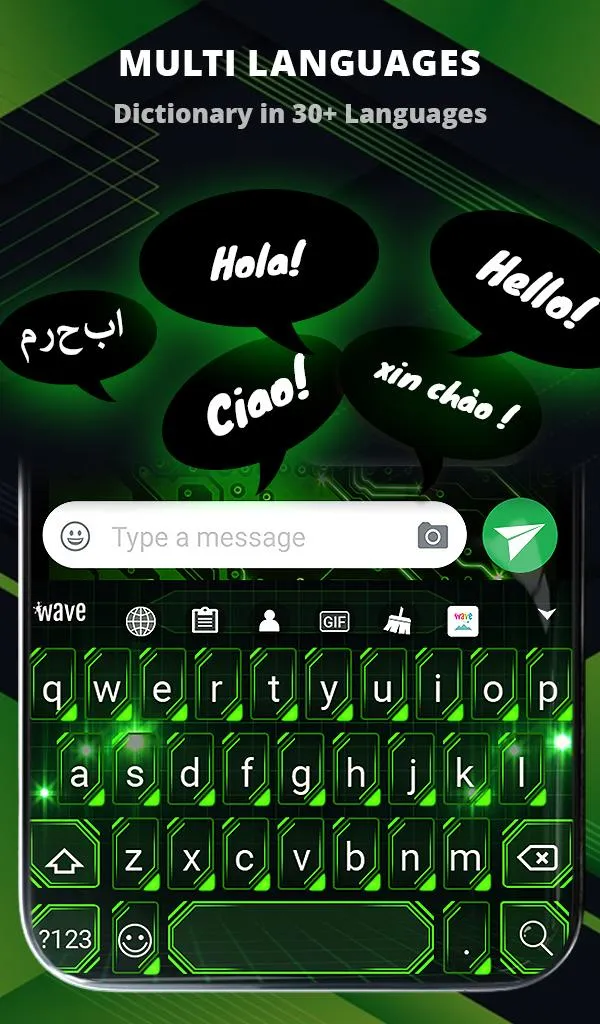 Cyber Green Wallpaper Keyboard | Indus Appstore | Screenshot