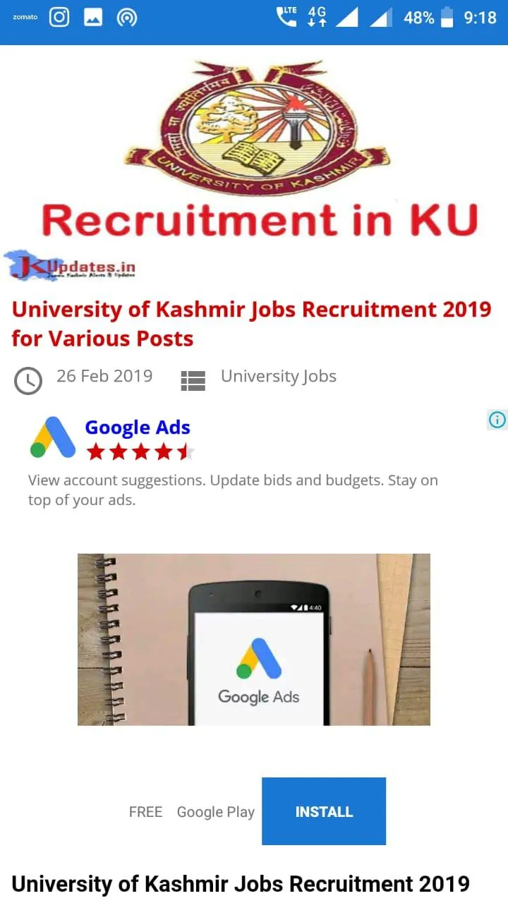 JKUpdates Jobs, JK News, Study | Indus Appstore | Screenshot