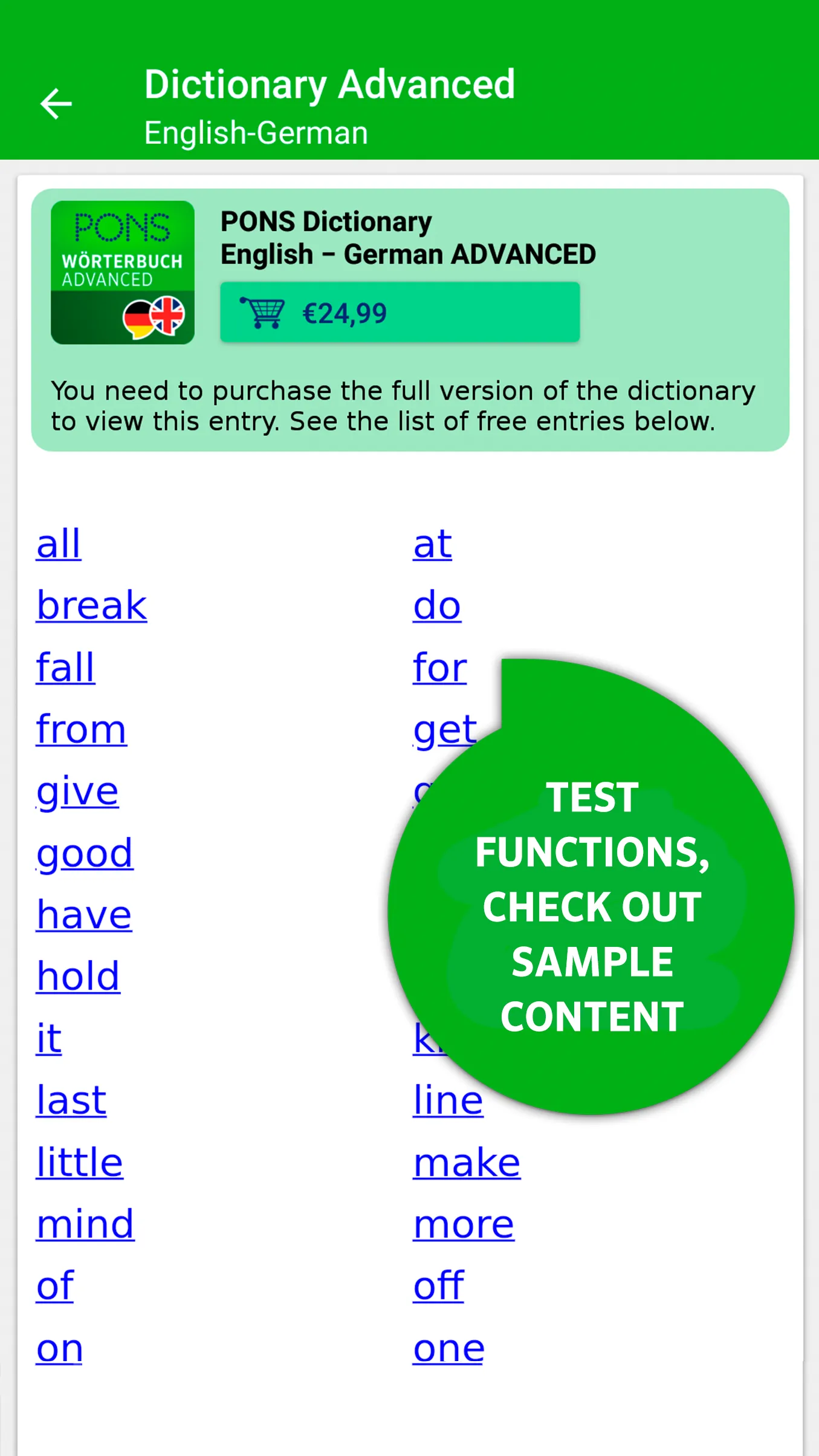 PONS Dictionary Library - Offl | Indus Appstore | Screenshot