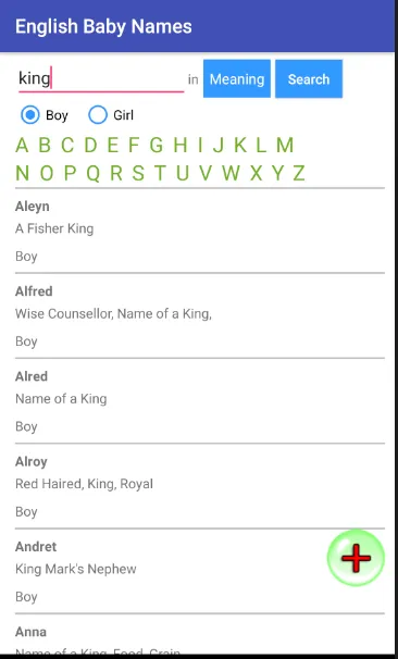 English Baby Names and Meaning | Indus Appstore | Screenshot