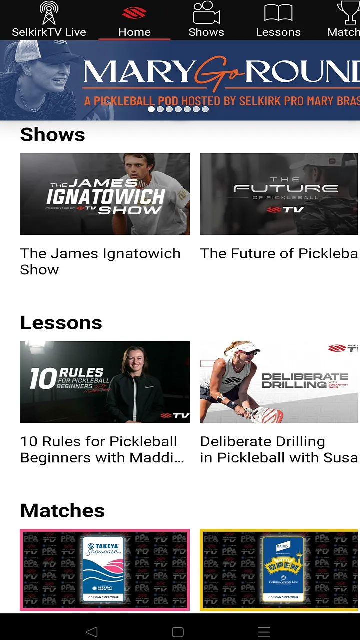 Selkirk Pickleball TV | Indus Appstore | Screenshot