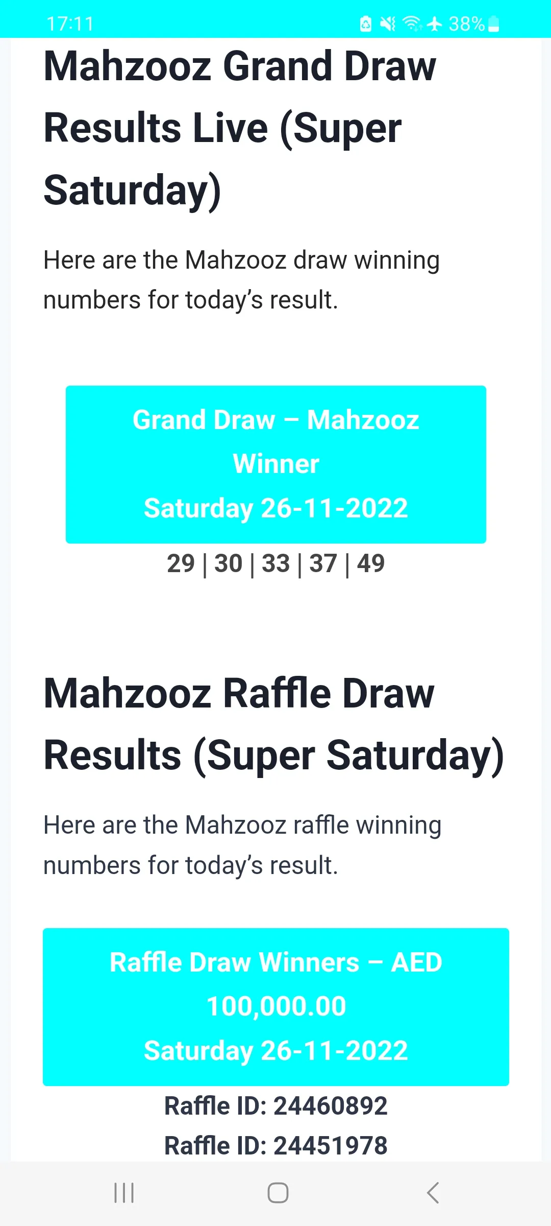 UAE Mahzooz Draw Results Today | Indus Appstore | Screenshot