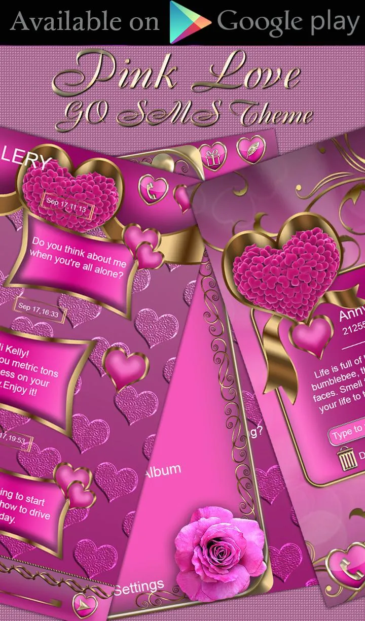 Pink Love Go Locker theme | Indus Appstore | Screenshot