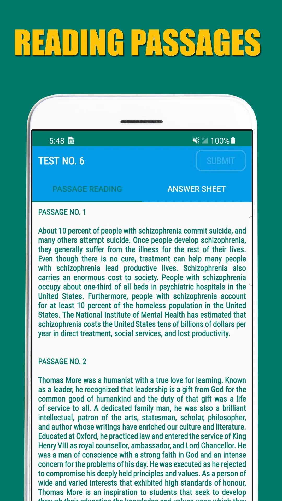 Reading Comprehension Test - E | Indus Appstore | Screenshot