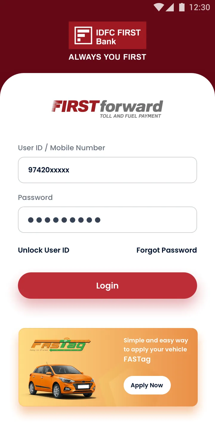 IDFC FIRST Bank FASTag | Indus Appstore | Screenshot