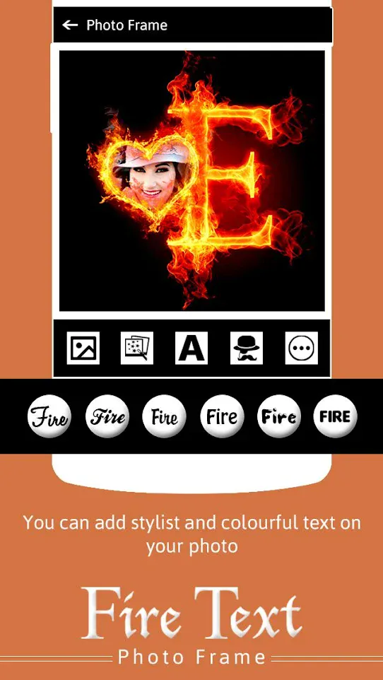 Fire Text Photo Frame | Indus Appstore | Screenshot