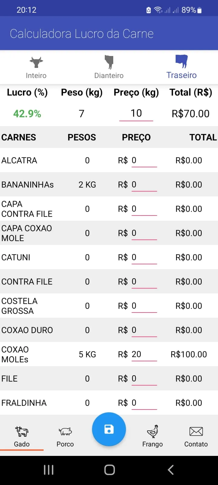 Calculadora Lucro da Carne | Indus Appstore | Screenshot