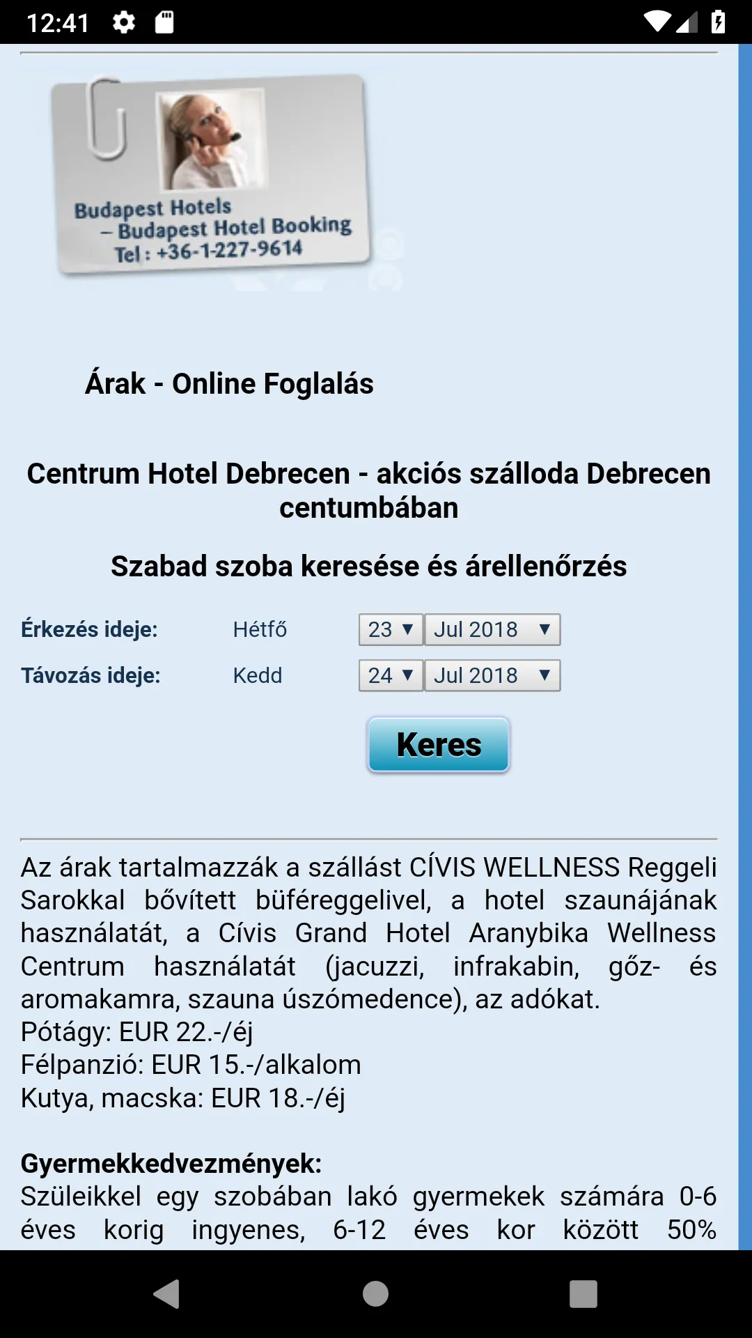 Debreceni szállodák hotelek | Indus Appstore | Screenshot