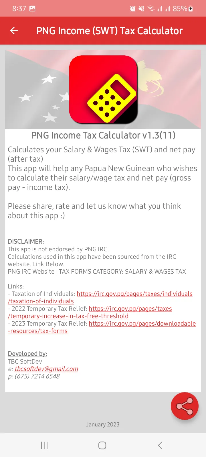 PNG Income Tax Calculator | Indus Appstore | Screenshot