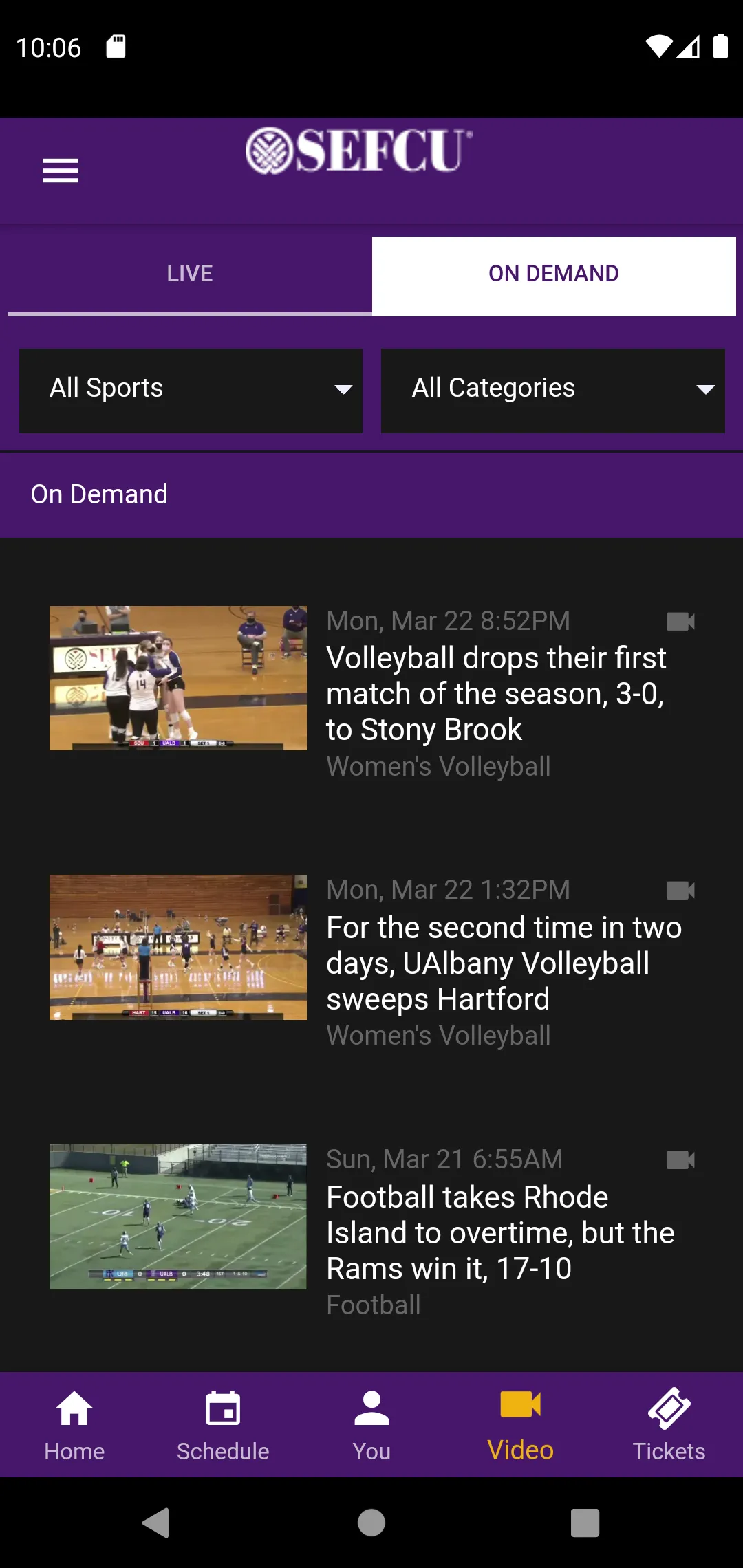 UAlbanySports | Indus Appstore | Screenshot