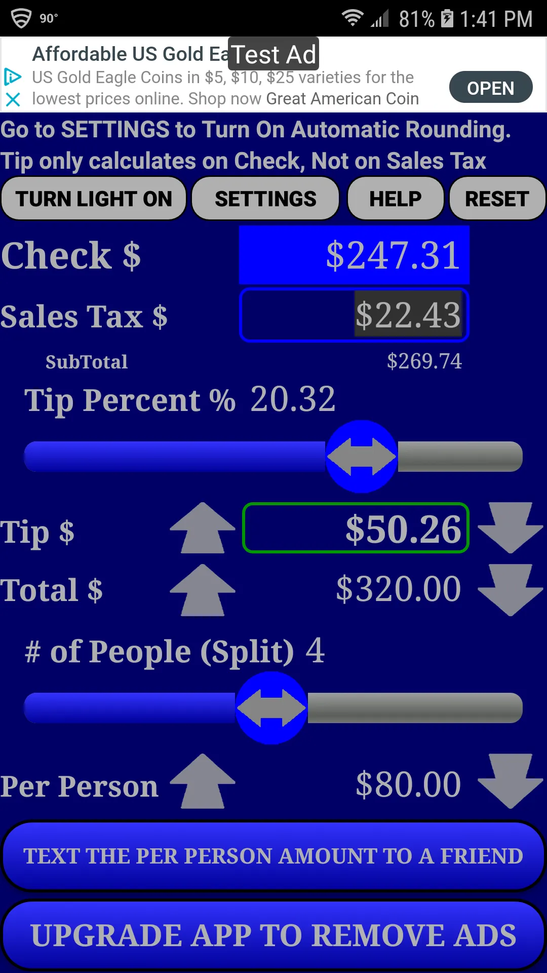 Restaurant Tip Calculator | Indus Appstore | Screenshot