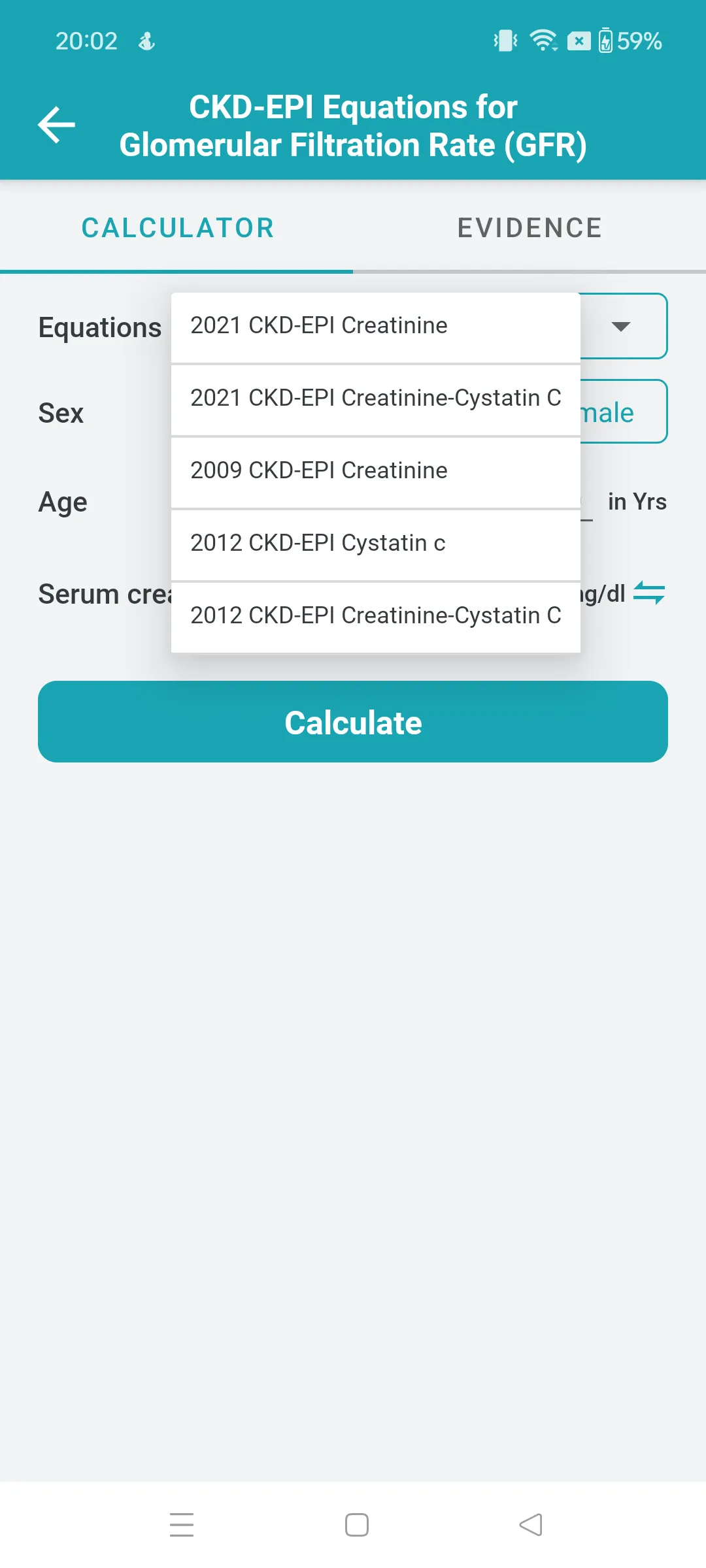eGFR Calculator | Indus Appstore | Screenshot