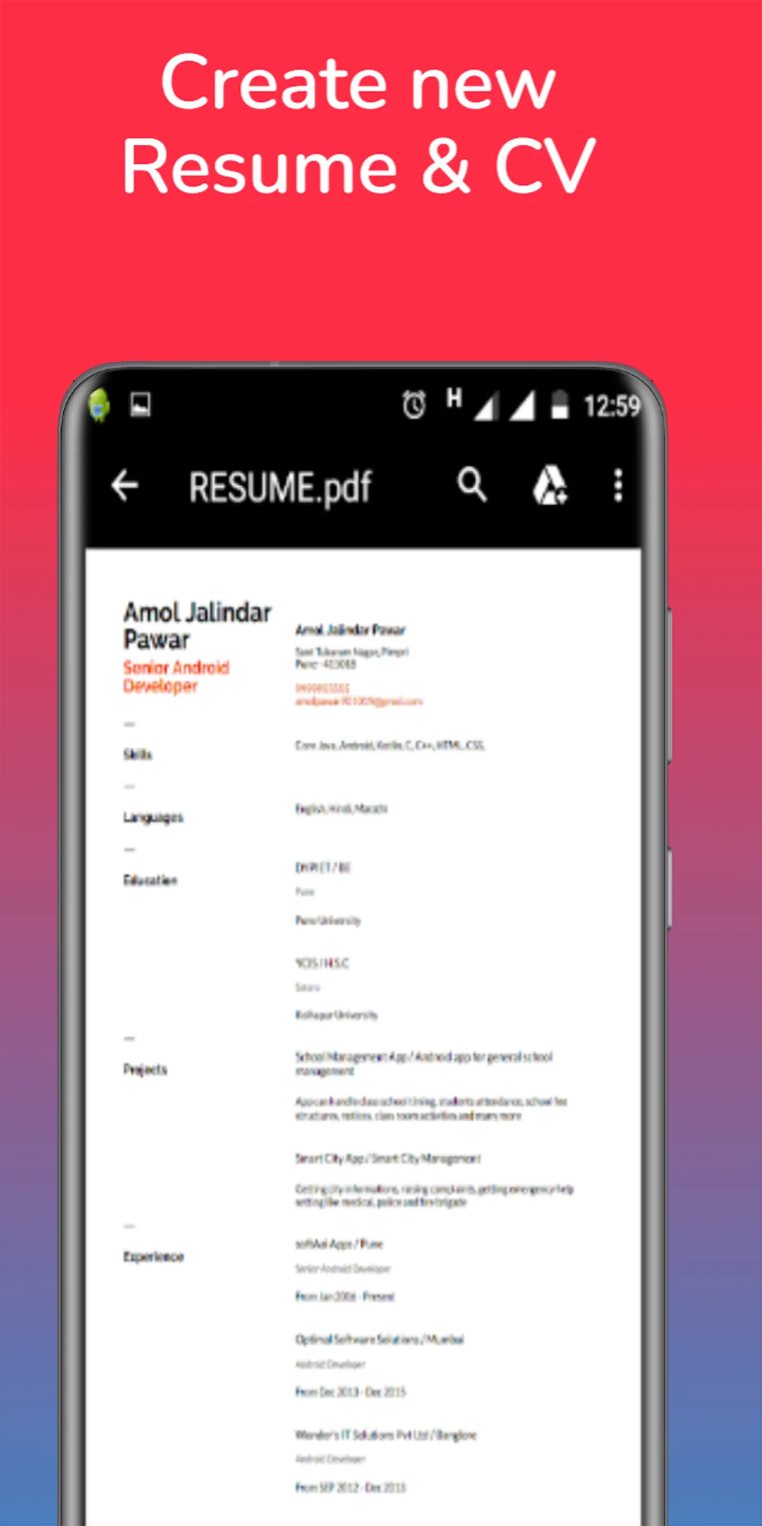 Resume Sender & CV Builder App | Indus Appstore | Screenshot