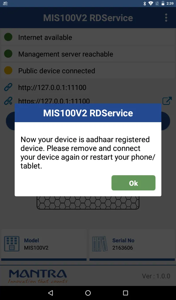 MIS100V2 RDService | Indus Appstore | Screenshot