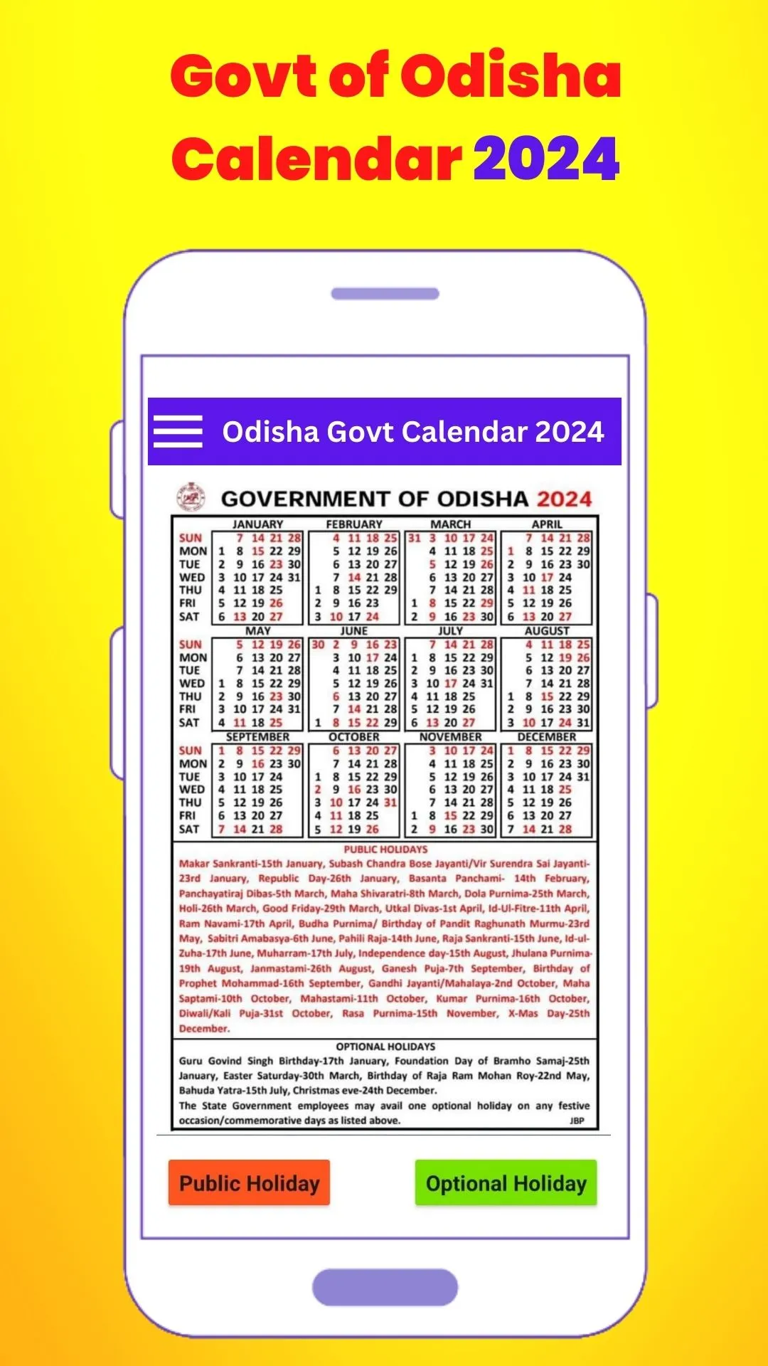 Odisha Govt Calendar 2024 | Indus Appstore | Screenshot