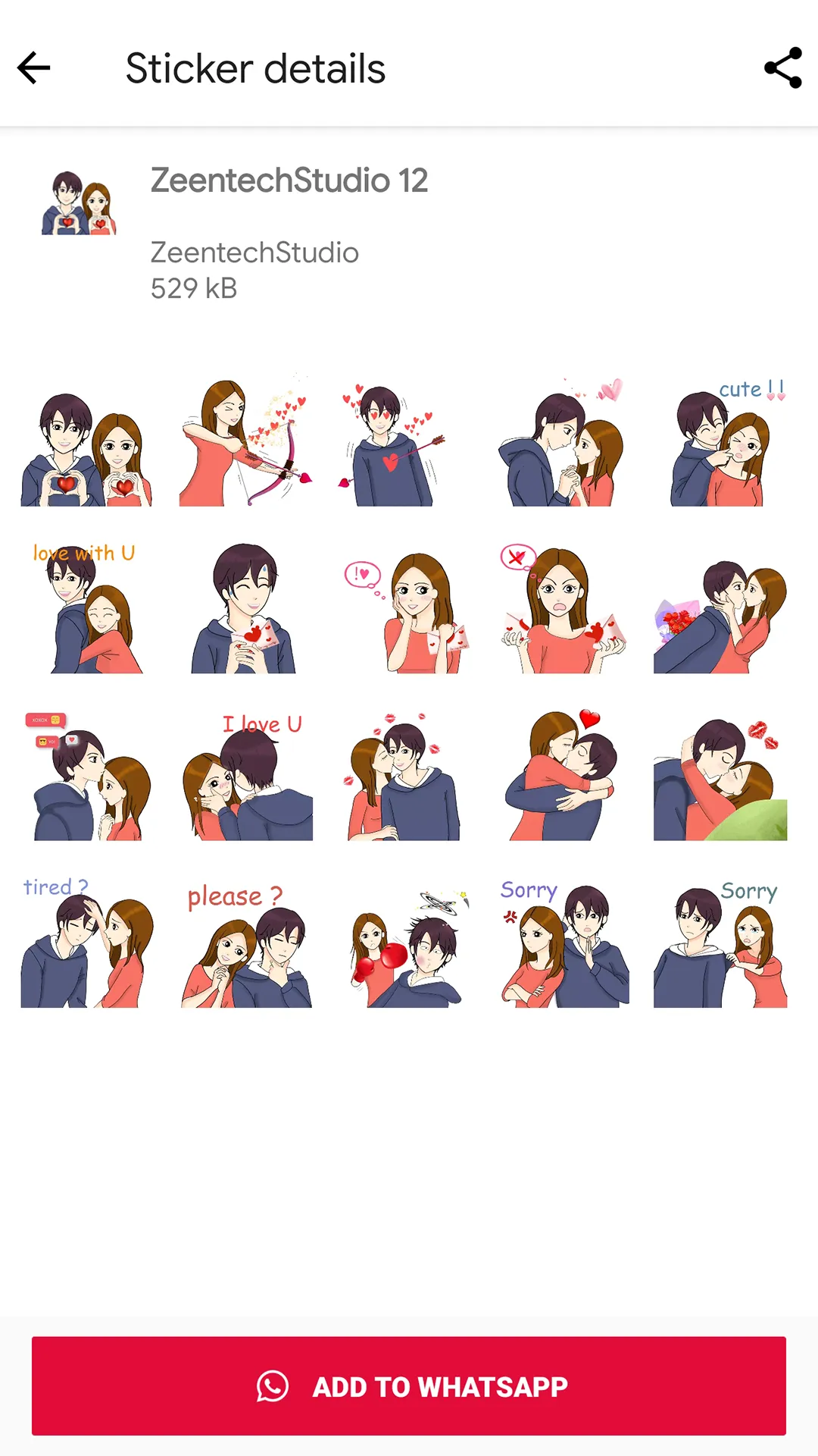 WASticker - Love Stickers 2022 | Indus Appstore | Screenshot