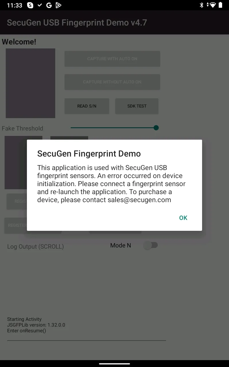 SecuGen USB Fingerprint Demo | Indus Appstore | Screenshot